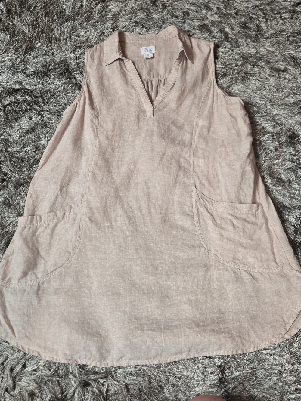Sigrid Olsen Sleeveless Linen Tunic - Blush Pink